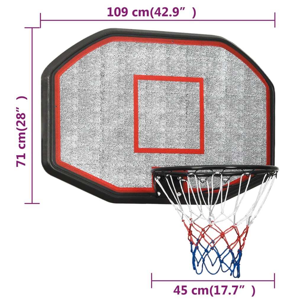 Basketball Backboard Black 109 x 71 x 3 cm Polyethylene